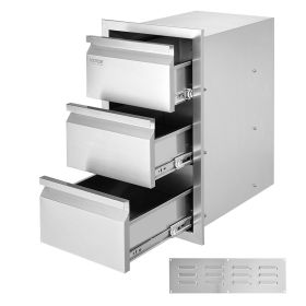 VEVOR Outdoor Kitchen Drawers 15" W x 25.4" H x 19" D, Box Frame Style Flush Mount BBQ Drawers with Stainless Steel Handle