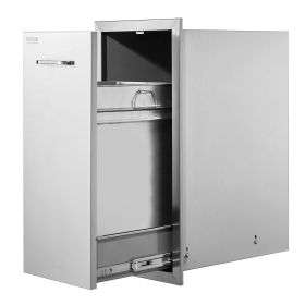 VEVOR Pull Out Trash Drawer 13.4Wx26Hx19.6D Inch Lower Sliding Rails Stainless Steel Roll Out Trash Bin Pull Out Tray Outdoor Kitchen Trash Drawe