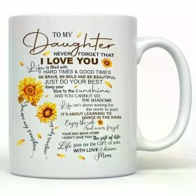 1pc 11oz Inspirational Sunflower Ceramic Mug for Daughter - Heartfelt Message from Mom, Double-Sided Print, Reusable